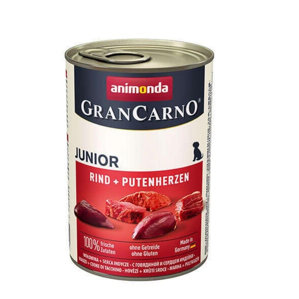 Animonda Gran Carno Sığır Etli ve Hindi Yürekli Yavru Köpek Konservesi 400gr