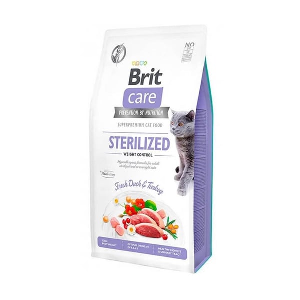 Brit Care Hypo-Allergenic Kilo Kontrolü İçin Ördekli ve Hindili Tahılsız Kısırlaştırılmış Kedi Maması 7 Kg