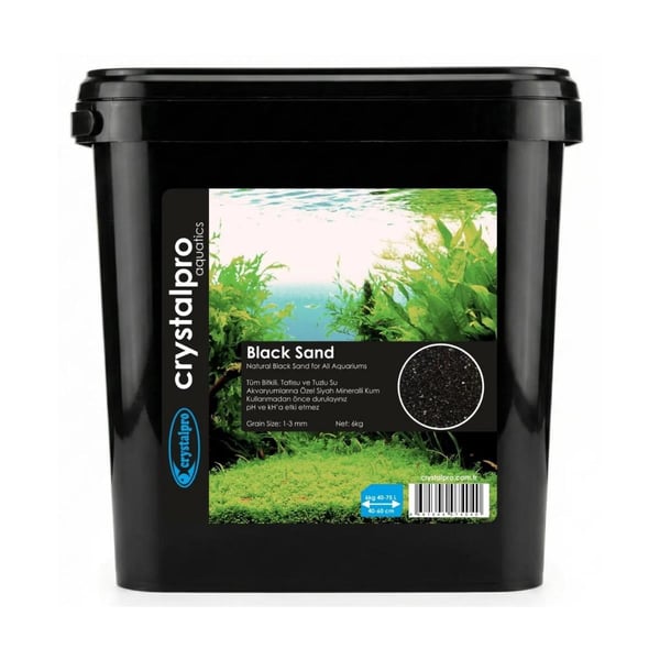 CrystalPro Black Sand 12 kg Natural 1-3 mm Bitki ve Tatlı su Akvaryumları için Mineralli Kum