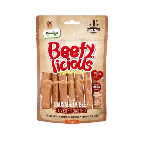 Dentalight Beffy Licious Kurutulmuş Sığırlı Sosis Köpek Ödül Maması 70gr
