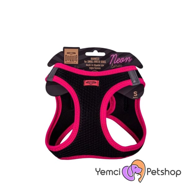 DOGGİE HAVALI DOKUMA NEON SERİSİ KÜÇÜK IRK GÖĞÜS TASMASI PEMBE L-42-48CM