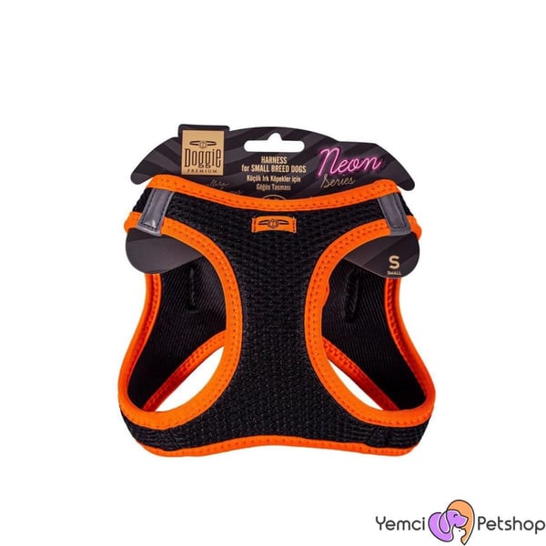 DOGGİE HAVALI DOKUMA NEON SERİSİ KÜÇÜK IRK GÖĞÜS TASMASI TURUNCU L-42-48CM