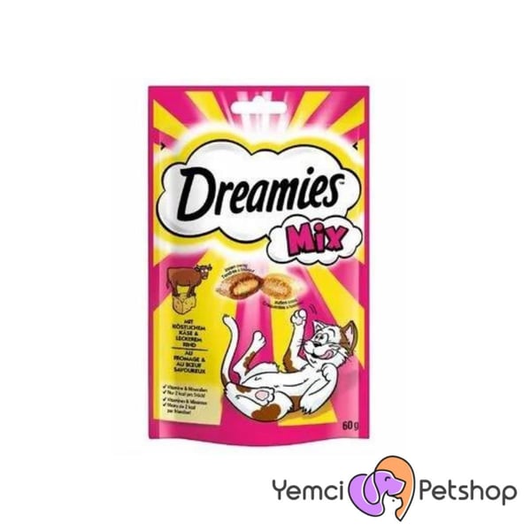 Dreamies Mix İç Dolgulu Sığır Etli ve Peynirli Kedi Ödül Bisküvisi 60gr