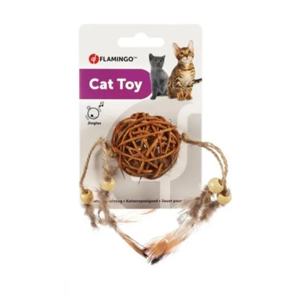 Flamingo Hasır Tüylü Zilli Top Kedi Oyuncağı
