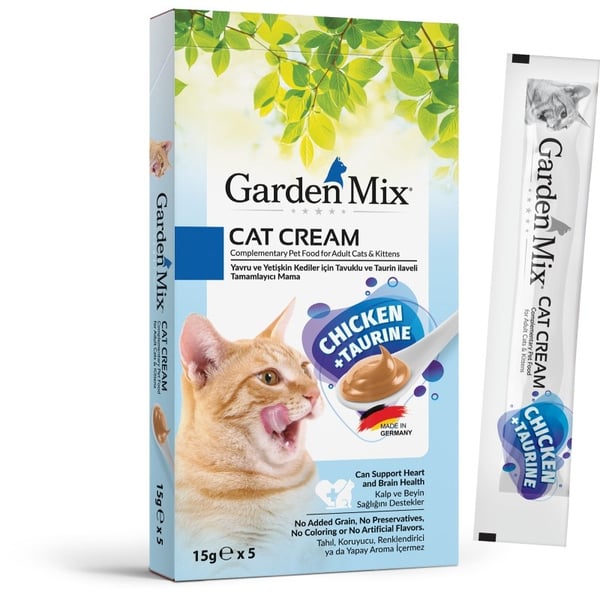 GARDEN MİX KEDİ ÖDÜL KREMASI TAVUK TAURİN 5 X 15 GR