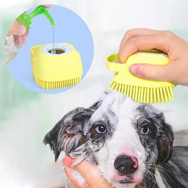 KEDİ KÖPEK MASAJ YIKAMA FIRÇASI ŞAMPUAN HAZNELİ