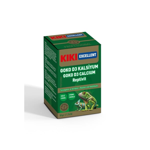 Kiki Excellent Goko D3 Kalsiyum Reptivit Sürüngenler ve Amfibiler için Toz Mineral 50 Gr
