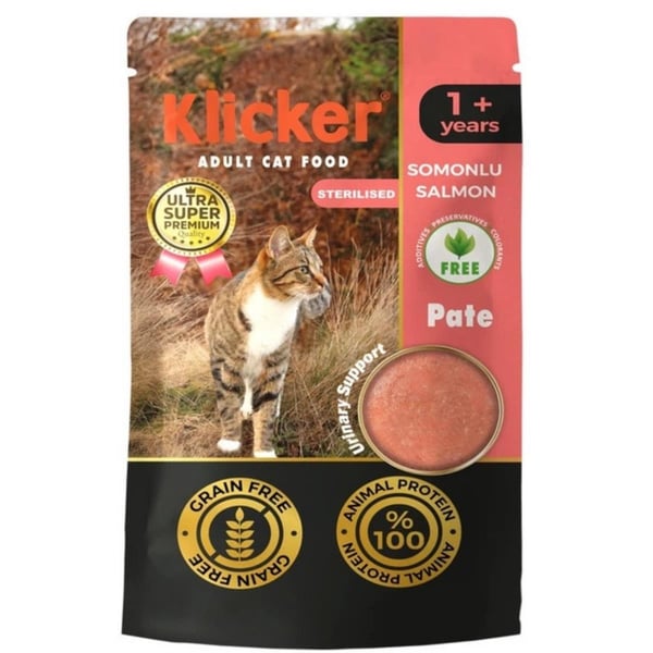 Klicker Kısır Somonlu Pate Kedi Konservesi 85 Gr
