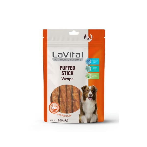 LaVital Puffed Stick Ördek Eti Sarılı Köpek Ödül Çubuğu 100gr