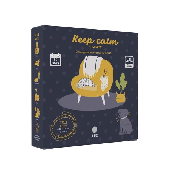 M-PETS KEEP CALM CALMİNG SAKİNLEŞTİCİ KÖPEK TASMASI GRİ