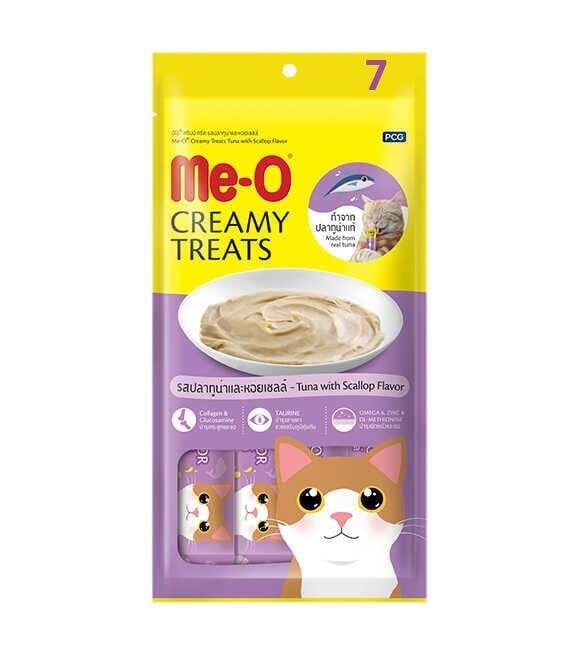 Me-O Creamy Treats Deniz Tarağı ve Ton Balıklı Ek Besin ve Kedi Ödülü 4x15gr
