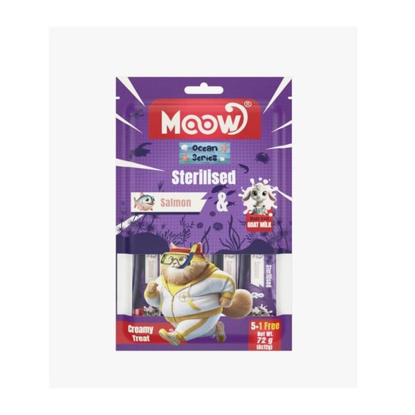 Moow Somonlu Keçi Sütlü 12gr x 6 Adet Sterilised Kedi Krema Ödülü