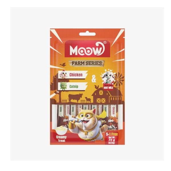 Moow Tavuklu&Kedi Naneli Keçi Sütlü 12gr x 6 Adet li Kedi Krema Ödülü