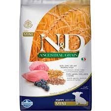 N&D Ancestral Grain Düşük Tahıllı Kuzu Etli ve Yaban Mersinli 2.5 kg Küçük Irk Yavru Köpek Maması