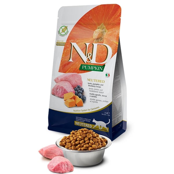 N&D Balkabaklı Kuzulu Yaban Mersinli Kısırlaştırılmış Kedi Maması 5 kg