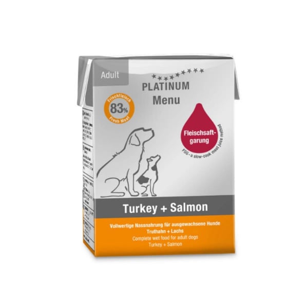 PLATINUM Hindili ve Somonlu Köpek Konservesi 185gr
