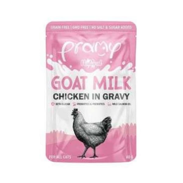 PRAMY SOS İÇİNDE KEÇİ SÜTLÜ TAVUKLU KEDİ MAMASI 60 GR