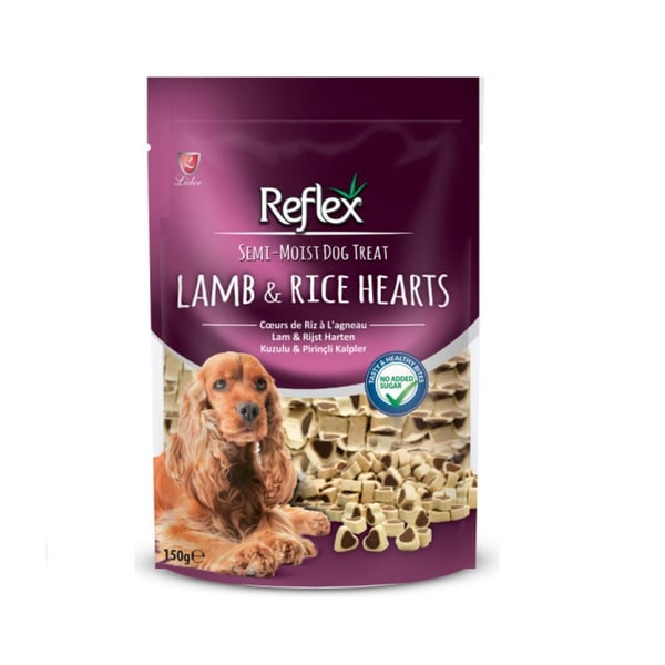 Reflex Kuzulu ve Pirinçli Mini Kalpli Yarı Yumuşak Köpek Ödül Maması 150gr
