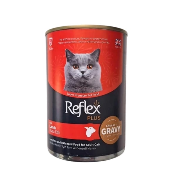 Reflex Plus Sos İçinde Parça Kuzulu Yetişkin Kedi Konservesi 400gr