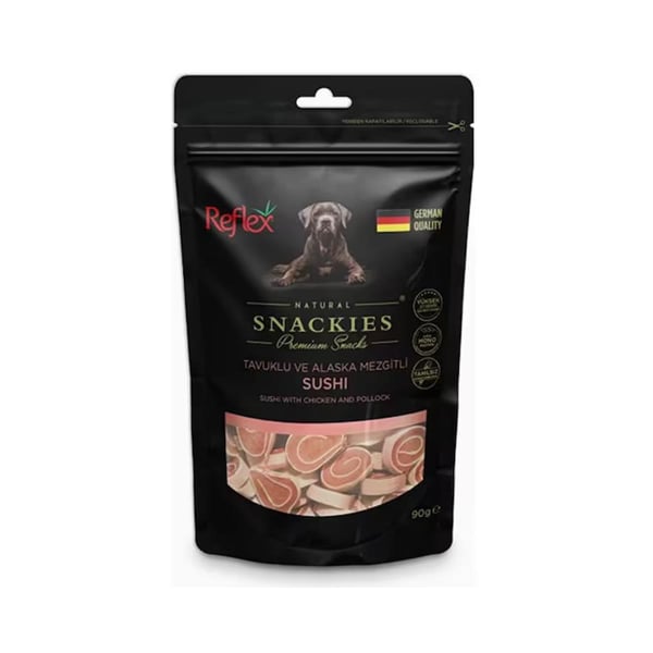 Reflex Snackies Tavuklu Alaska Mezgitli Kurutulmuş Et Köpek Ödülü 90gr