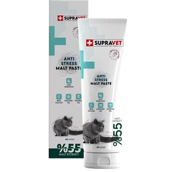 Supravet Anti Stress Sakinleştirici Şekersiz Malt Kedi Macunu 100 gr
