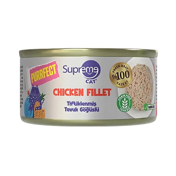 Supreme Cat Tiftiklenmiş Tavuk Göğüslü Yetişkin Konserve Kedi Maması 70gr