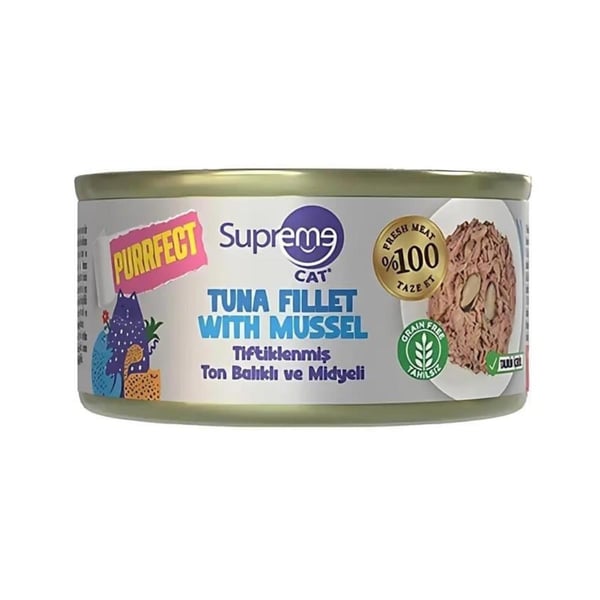 Supreme Tiftiklenmiş Ton Balıklı ve Midyeli Kedi Maması 70gr