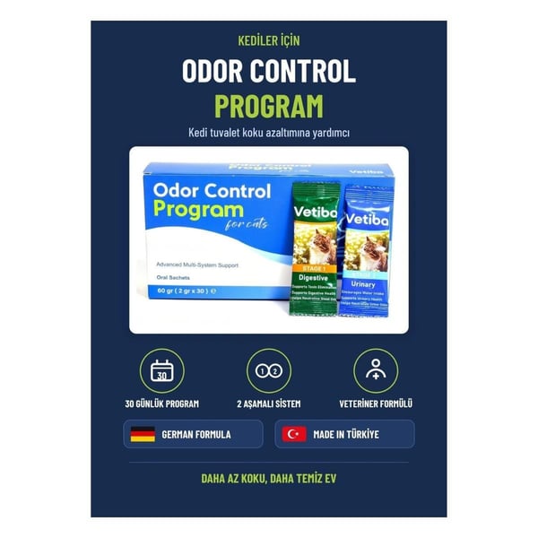 Vetiba Odor Control Program Kedi Tuvalet Kokusu Azaltıcı Sindirim ve İdrar Yolu Desteği 30x2 Gr