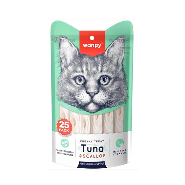 Wanpy Creamy Ton Balıklı ve Deniz Taraklı Krema Kedi Ödülü 25 Adet (14 gr)