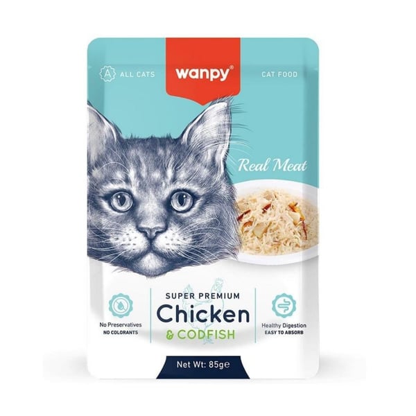 Wanpy Pouch Tavuklu & Morina Balıklı Yaş Kedi Maması 85 Gr