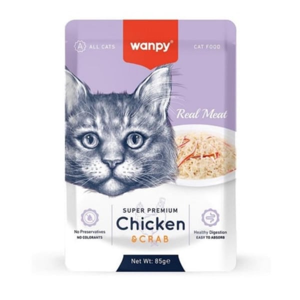 Wanpy Pouch Tavuklu & Yengeçli Yaş Kedi Maması 85 Gr
