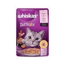 Whiskas Pouch TastyMix Sos İçinde Somonlu ve Havuçlu Yetişkin Kedi Konservesi 85gr