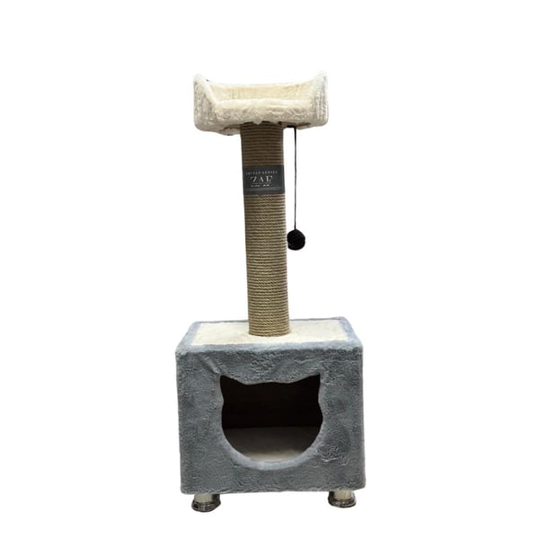 ZAF CAT BOX KEDİ NANELİ ÜSTÜ YATAKLI KEDİ EVİ GRİ