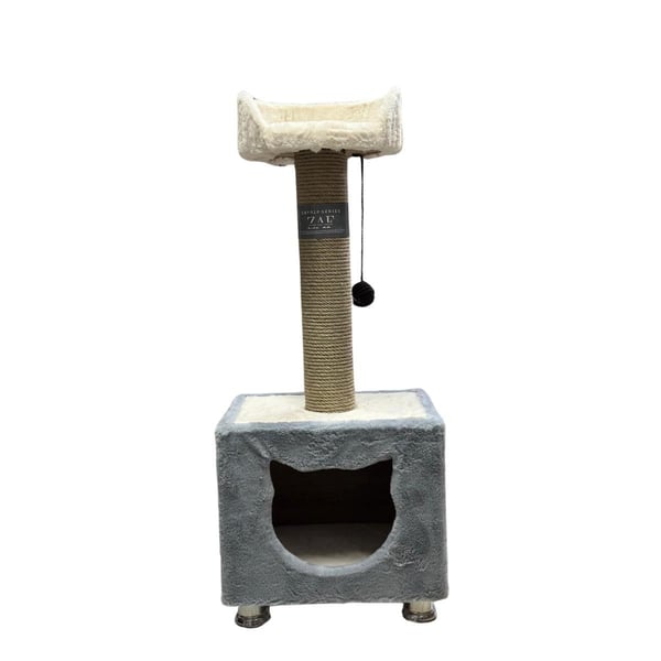 ZAF CAT BOX KEDİ NANELİ ÜSTÜ YATAKLI KEDİ EVİ GRİ