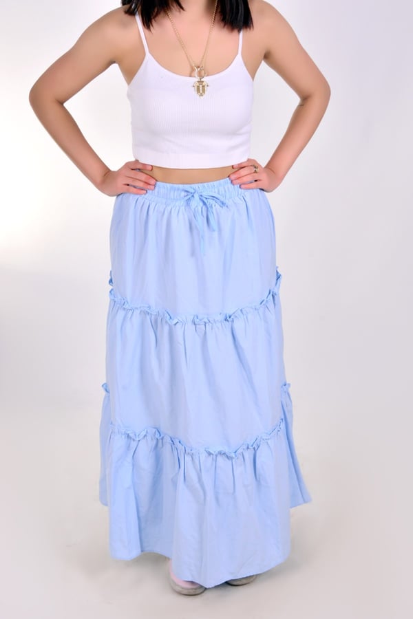 Basic Beli Lastikli Uzun Etek