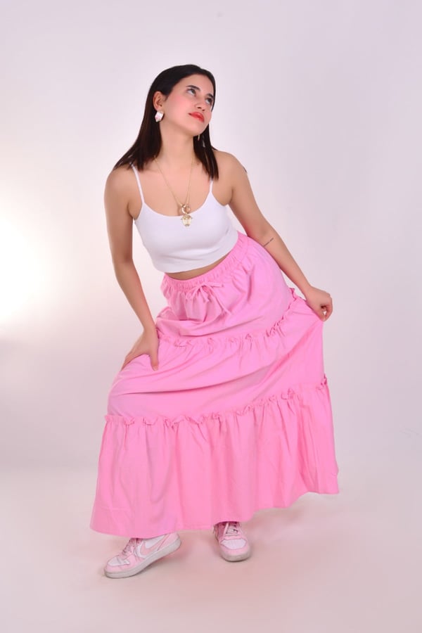 Basic Beli Lastikli Uzun Etek