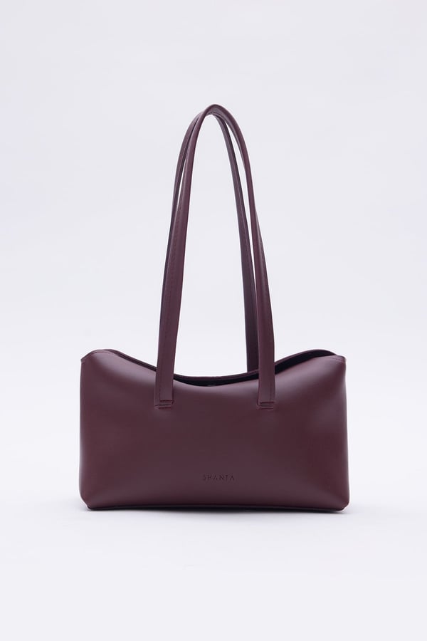 Bordo D13 Baget Minimalist Şık Ve Fonksiyonel Çıtçıtlı Uzun Askılı Günlük Kadın Omuz Çantası