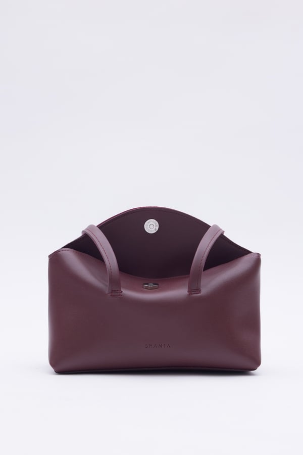 Bordo D13 Baget Minimalist Şık Ve Fonksiyonel Çıtçıtlı Uzun Askılı Günlük Kadın Omuz Çantası