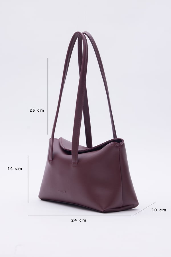 Bordo D13 Baget Minimalist Şık Ve Fonksiyonel Çıtçıtlı Uzun Askılı Günlük Kadın Omuz Çantası