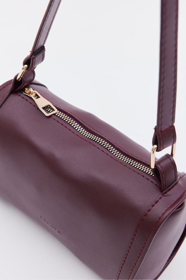 Bordo D47 Tek Bölmeli Ayarlanabilir Askılı Günlük Minimal Baget El ve Omuz Kadın Çantası
