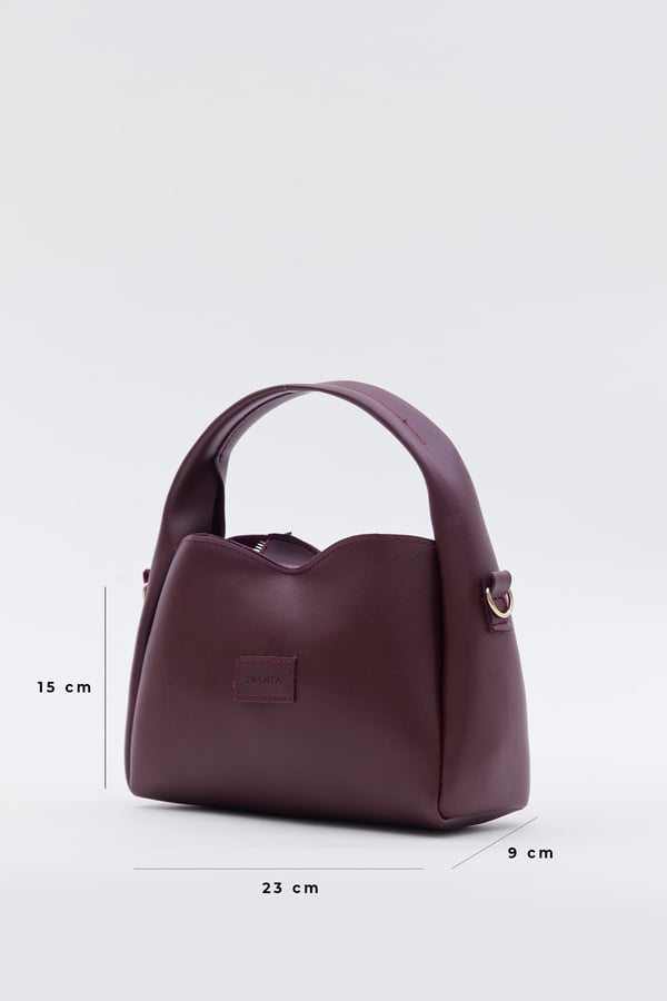 Bordo D48 Tek Fermuar Bölmeli Ayarlanabilir Askılı Geniş Hacim Günlük Modern El ve Omuz Çantası