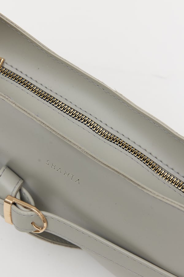 Gri D60 Toka Detaylı Fermuarlı Minimal Tasarımlı Modern Stil Günlük Kadın Omuz ve Baget Çantası