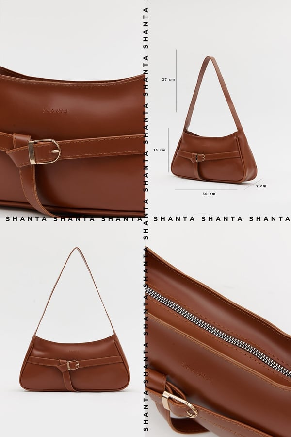 Taba D60 Toka Detaylı Fermuarlı Minimal Tasarımlı Modern Stil Günlük Kadın Omuz ve Baget Çantası