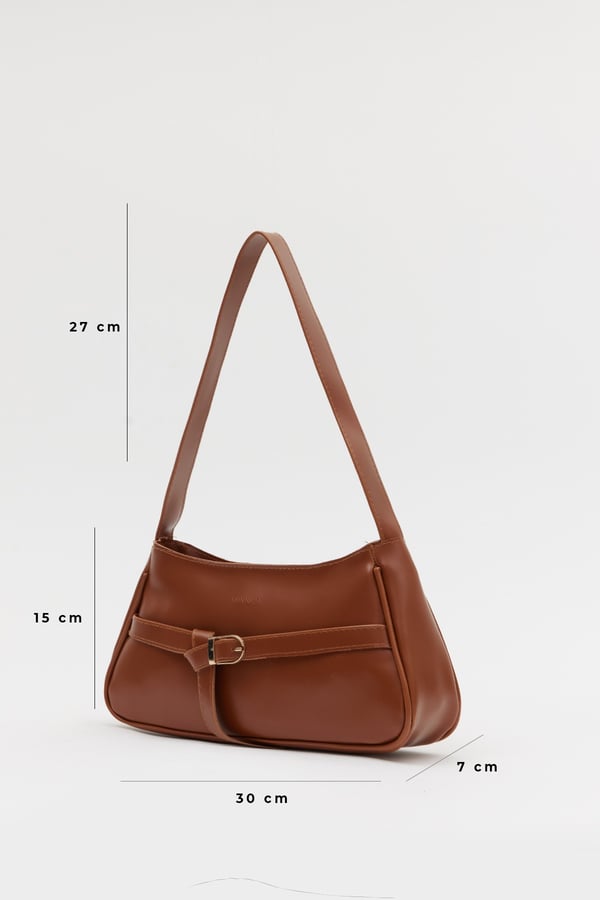 Taba D60 Toka Detaylı Fermuarlı Minimal Tasarımlı Modern Stil Günlük Kadın Omuz ve Baget Çantası