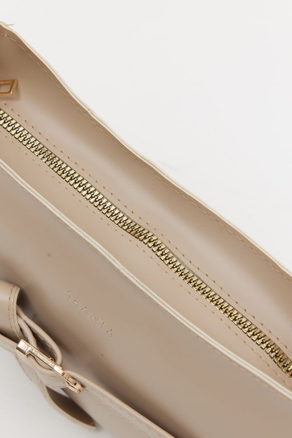 Vizon D60 Toka Detaylı Fermuarlı Minimal Tasarımlı Modern Stil Günlük Kadın Omuz ve Baget Çantası