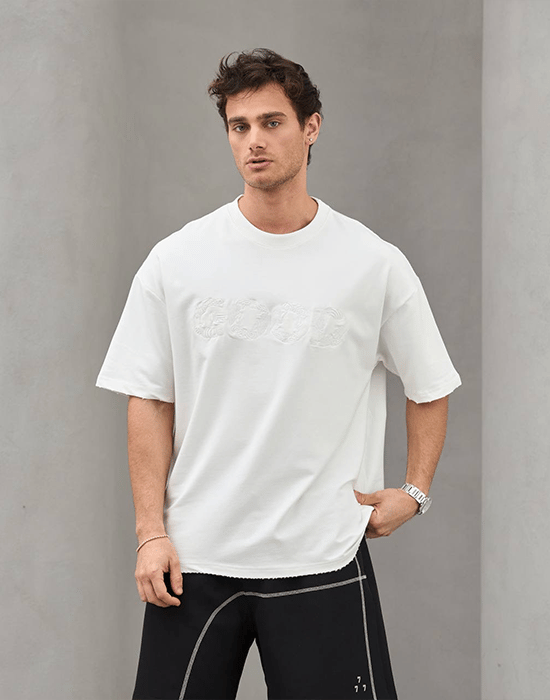 Bej Good Yazılı Oversize Tshirt