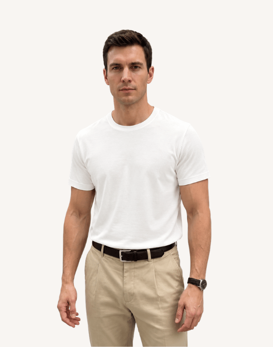 Bisiklet Yaka Beyaz Modal Basic T-shirt