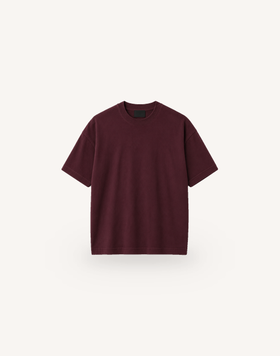 Bisiklet Yaka Kısa Kollu Modal Bordo Basic T-shirt
