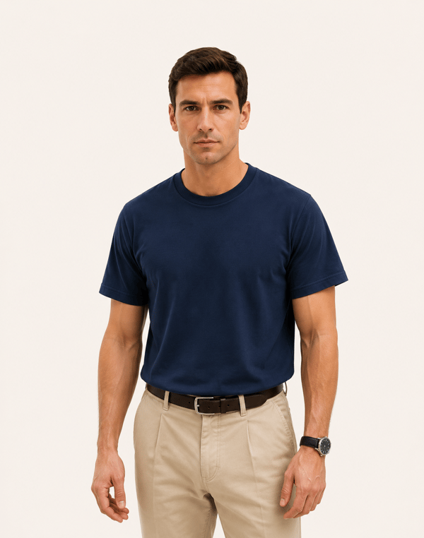 Bisiklet Yaka Kısa Kollu Modal Lacivert Basic T-shirt