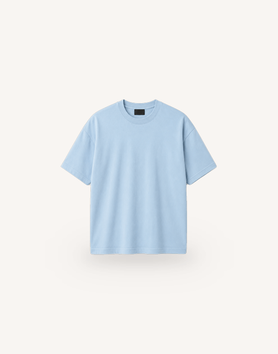 Bisiklet Yaka Kısa Kollu Modal Mavi Basic T-shirt